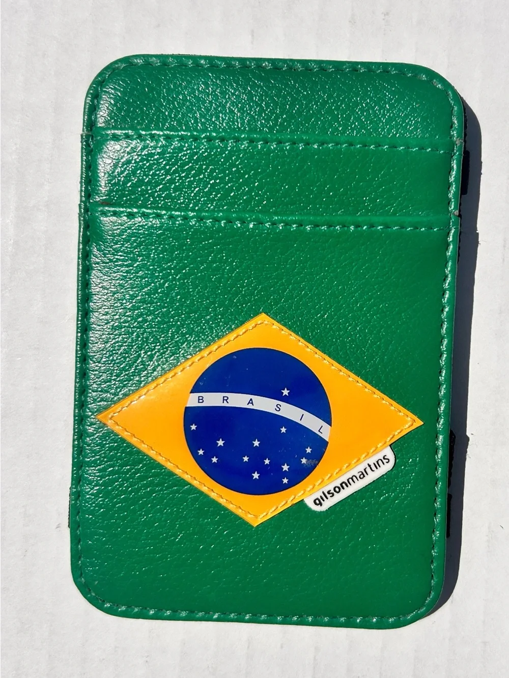 Gilson Martins Green Card Wallet Phone Sticker Pocket with Brazil Emblem
